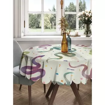 Фотоскатерть круглая, размер 150x150 см, сатен