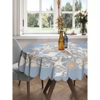 Скатерть на стол «Звездная елка», круглая, сатен, d = 150 см