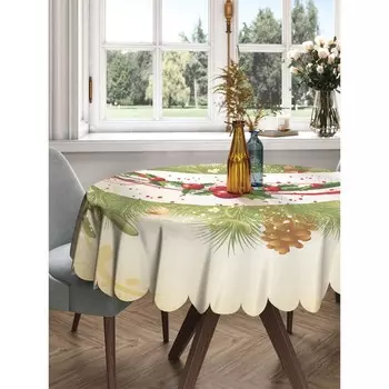 Скатерть на стол «Рождественская легкость», круглая, сатен, d = 150 см