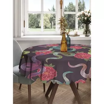 Фотоскатерть круглая, размер 150x150 см, сатен