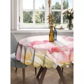 Скатерть на стол «Бурный сад», круглая, сатен, d = 150 см