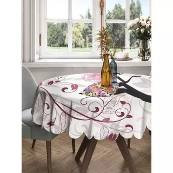 Скатерть на стол «Задумчивая фея», круглая, сатен, d = 150 см