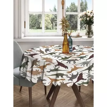 Скатерть на стол «Отряд динозавров», круглая, сатен, d = 150 см