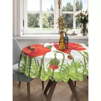 Скатерть на стол «Ароматные маки», круглая, сатен, d = 150 см