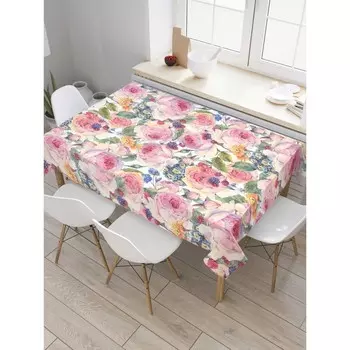 Скатерть на стол «Розы акварелью», прямоугольная, оксфорд, размер 120х145 см