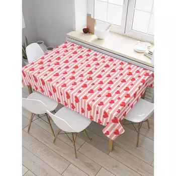 Скатерть на стол «Сердечки на полосках», прямоугольная, оксфорд, размер 120х145 см