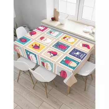 Скатерть на стол «Праздничные марки», прямоугольная, оксфорд, размер 145х180 см