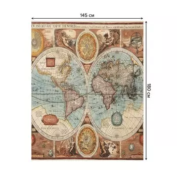 Скатерть на стол «Карта эпохи возрождения», прямоугольная, сатен, размер 145х180 см