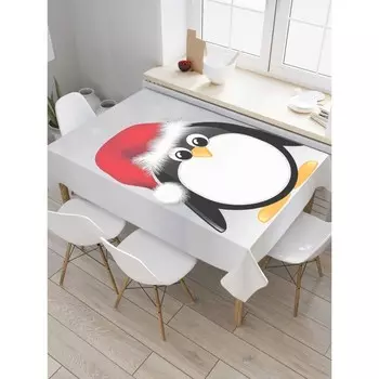 Скатерть на стол «Пингвин в шапке», прямоугольная, сатен, размер 145х180 см
