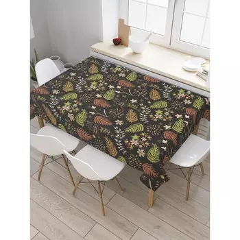 Скатерть на стол «Листья на темном фоне», прямоугольная, оксфорд, размер 145х180 см