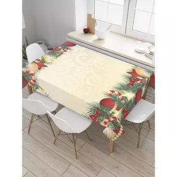 Скатерть на стол «Новогодние украшения», прямоугольная, сатен, размер 145х180 см