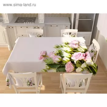 Фотоскатерть «Весенний букет на белой глади», размер 145 145 см, габардин