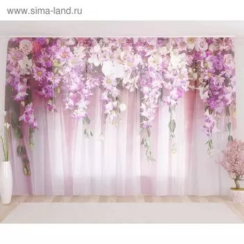Фототюль «Цветочный водопад», размер 290 х 260 см, вуаль