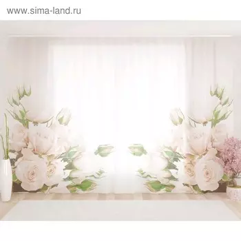 Фототюль «Нежный букет роз», размер 290 х 260 см, вуаль