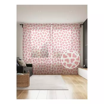 Фототюль «Pink heart», размер 145х265 см, 2 шт