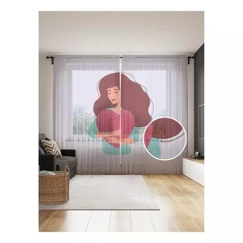 Фототюль «Обнимая сердце», размер 145х265 см, 2 шт