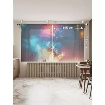 Фототюль «Салют зимой», размер 145х180 см, 2 шт