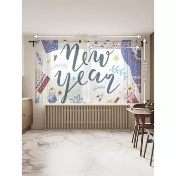 Фототюль «С Новым Годом», размер 145х180 см, 2 шт