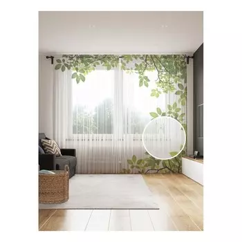 Фототюль «Рамка из листьев», размер 145х265 см, 2 шт