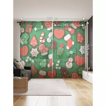 Фототюль «Имбирные пряники», размер 145х265 см, 2 шт