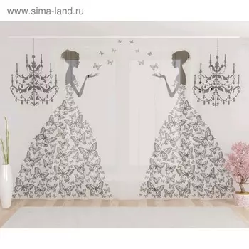Фототюль «Женщина из бабочек», размер 290 х 260 см, вуаль