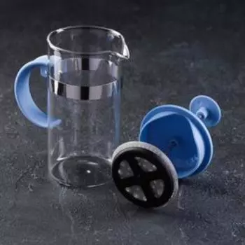 Чайник заварочный френч - пресс Доляна «Гарсон», 350 мл, стекло, цвет голубой