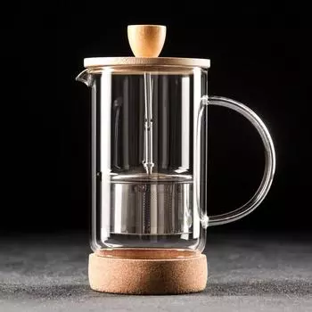 Заварочный чайник фрнеч-пресс SL Home «Риальто», 600 мл, на подставке, стекло, прозрачный