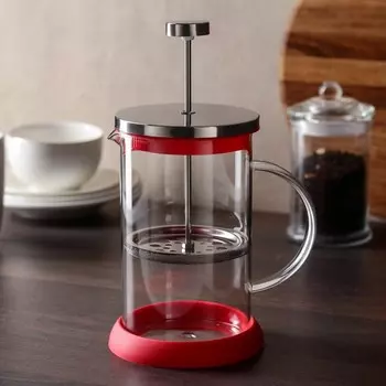 Чайник заварочный френч - пресс «Келли», 800 мл, стекло, цвет красный