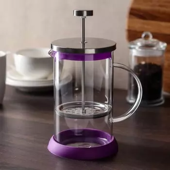 Чайник заварочный френч - пресс «Келли», 800 мл, стекло, цвет сиреневый
