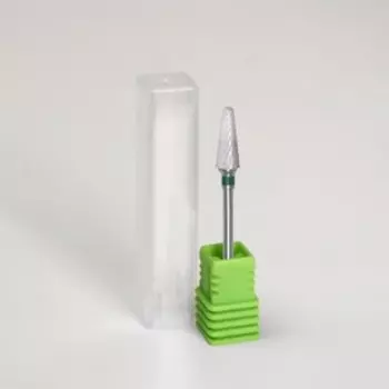 Фреза керамическая для маникюра «Конус скруглённый», крупная нарезка, 6 14 мм, в пластиковом футляре, цвет белый