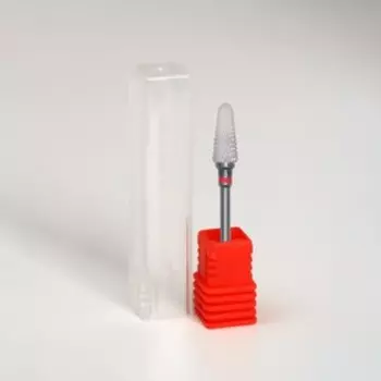 Фреза керамическая для маникюра «Конус скруглённый», мелкая нарезка, 6 × 14 мм, цвет белый