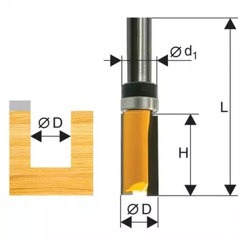 Фреза кромочная ЭНКОР 10534, прямая, по дереву, d = 8 мм, 12.7 х 26 мм