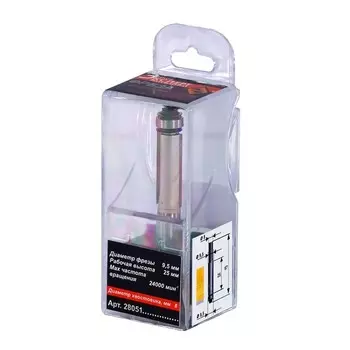 Фреза кромочная ЭНКОР Эксперт 28051, прямая, по ДСП, d = 8 мм, 9.5 х 25 мм