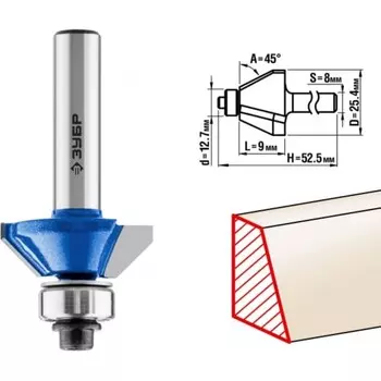 Фреза кромочная ЗУБР 28711-25.4, калевочная №9, 25.4 x 10 мм