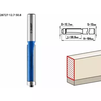 Фреза кромочная ЗУБР 28727-12.7-50.8, с подшипником, хвостовик d = 12 мм, 12.7 x 50.8 мм