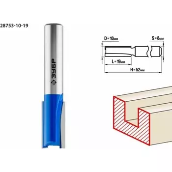 Фреза пазовая ЗУБР 28753-10-19, прямая, хвостовик d = 8 мм, 10 x 19 мм