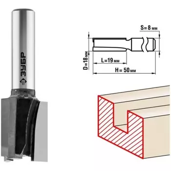 Фреза пазовая ЗУБР 28780-8-19, прямая, хвостовик d = 8 мм, 8 x 19 мм