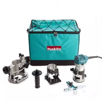 Фрезер кромочный Makita RT0702CX2, 710 Вт, 10000-30000 об/мин, патрон 6-8 мм, 3 базы, сумка