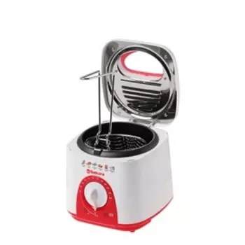 Фритюрница Sakura SA-7654R, 950 Вт, 750 мл, антипригарное покрытие, фильтр, бело-красная