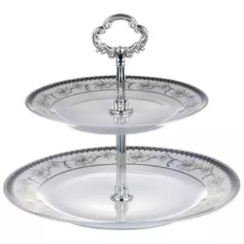Фруктовница 2-х ярусная Guterwahl «Венера киффа», d=18 см, d=23 см, декор серебро