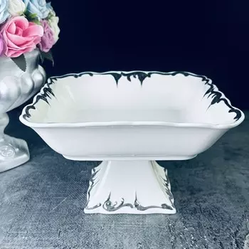 Фруктовница Lenardi Argento, квадратная, на ножке, размер 19х19 см