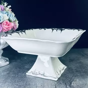 Фруктовница Lenardi Argento, квадратная, на ножке, размер 21х21 см