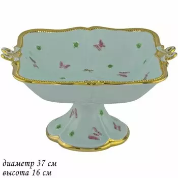 Фруктовница Lenardi «Бабочки», квадратная, на ножке, 37 см, цвет ментол