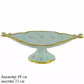 Фруктовница Lenardi «Бабочки», на ножке, 49 см, цвет ментол