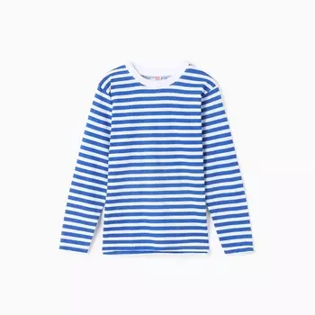 Фуфайка (тельняшка) детская, цвет белый/синий, рост 128