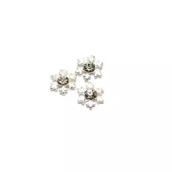 Фурнитура металлическая TNL «Снежинки серебро с камнем»