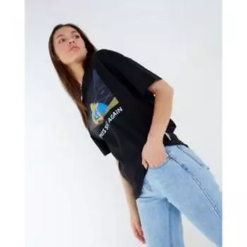 Футболка «Алиса» Disney oversize, цвет чёрный