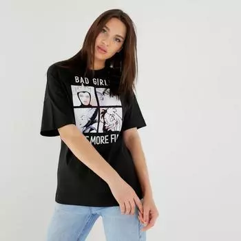 Футболка «Bad girls» Злодейки oversize, цвет чёрный