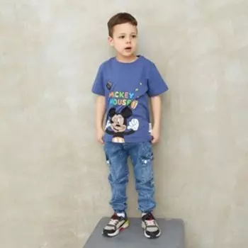 Футболка детская "Cinema" Микки Маус, рост 110-116, синий