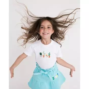 Футболка детская, цвет белый/кактусы, рост 128 см